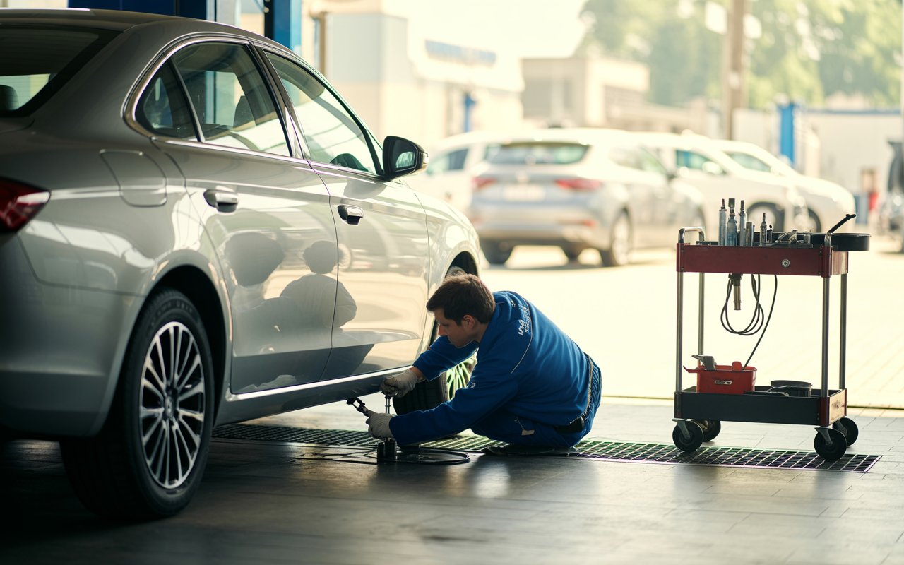 Woodstock mechanic doing a routine oil changes